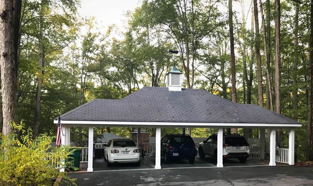 mid-century Modern carport and pagoda