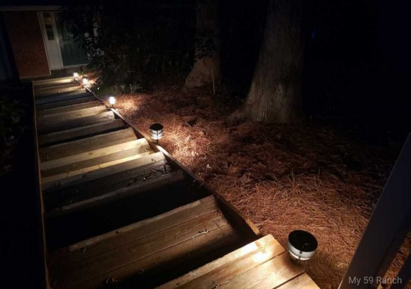 3 tier pagoda at night staircase