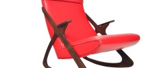 MCM Atomic rocking chair in RED leather