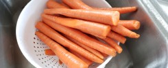 raw carrots getting cleaned