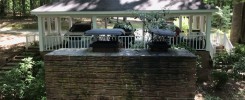 Old black worn out chimney caps