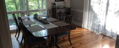 Dining room heart of pine wood flooring installed