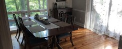 Dining room heart of pine wood flooring installed